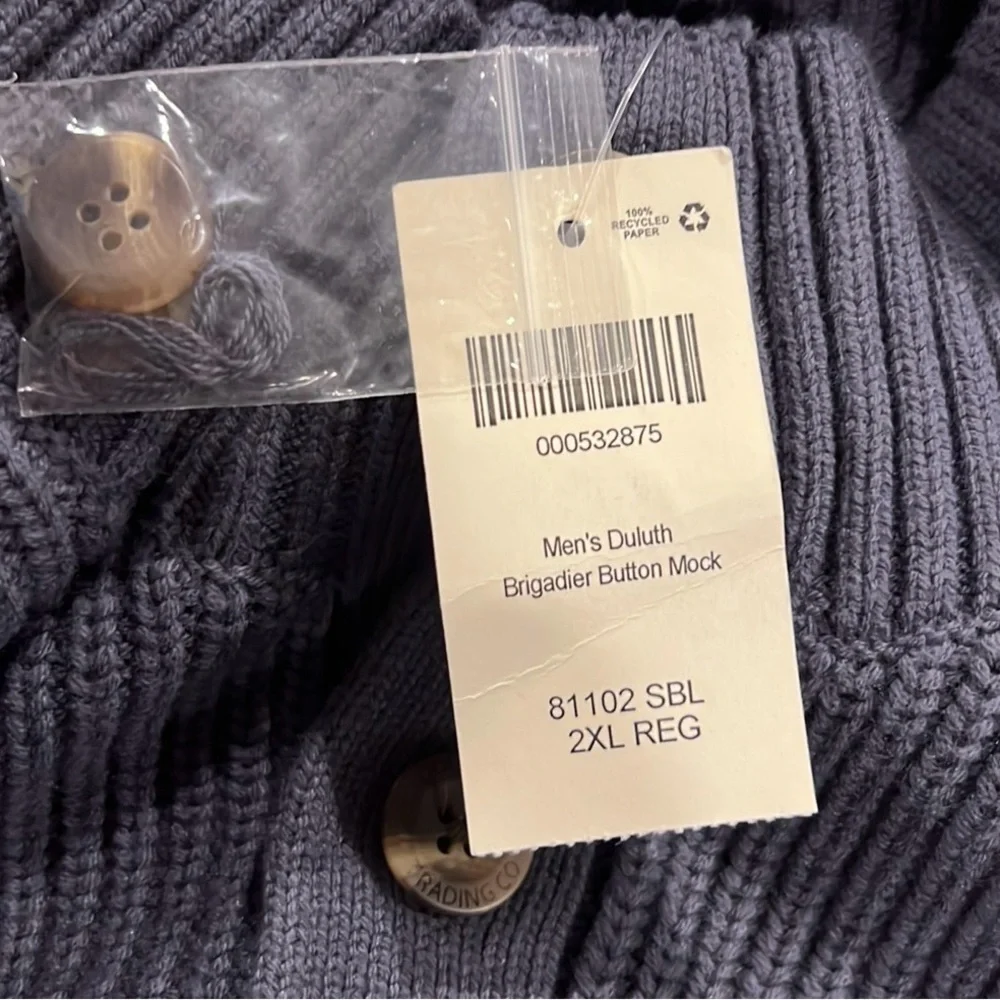 Duluth Trading co men’s brigadier button mock sweater size 2XL NWT